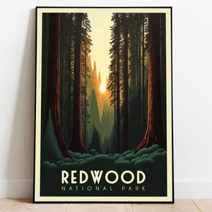 Redwood National Park Poster, California Poster, US National Parks Poster, Travel Poster, Adventure Poster, Nature Art, Landscape Art