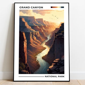 Grand Canyon National Park Poster, US National Parks Poster, Arizona Poster, Colorado River Art, Travel Poster, Landscape Wall Art