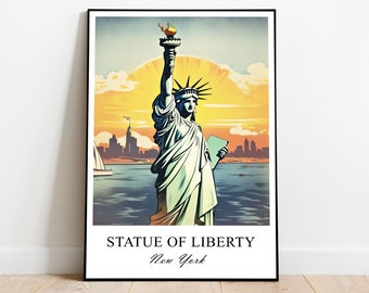 Statue Of Liberty Poster, New York City Poster, Lady Liberty Art, Travel Poster, NY Poster, NYC Poster, New York USA Poster, Cityscape Art