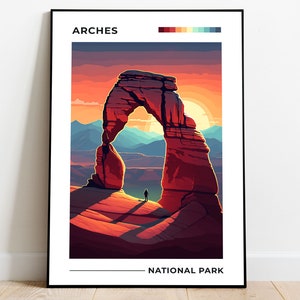 Arches National Park Poster, Utah Poster, US National Parks Poster, Travel Poster, Sunset Poster, Adventure Wall Art, Nature Lover Art