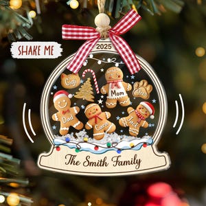 Personalized Gingerbread Family Ornament, Custom Family Christmas Gift, Cookie Family Ornament, Christmas Decoration, Gift For Family