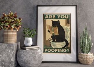 Cartello Umoristico In Ferro Con Gatto E Scritta 'Are You Pooping?' - Decorazione Da Parete Per Bagno, 20x30 Cm, Divertente, Per Casa O Ufficio