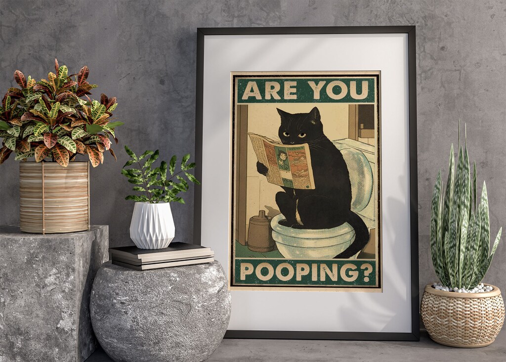 Cartello Umoristico In Ferro Con Gatto E Scritta 'Are You Pooping?' - Decorazione Da Parete Per Bagno, 20x30 Cm, Divertente, Per Casa O Ufficio
