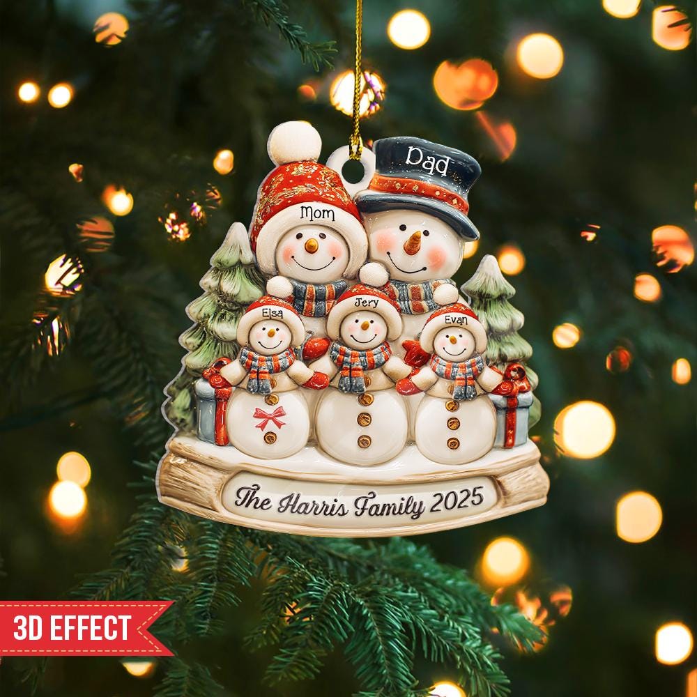 Personalized Snowman Family Ornament, Custom Family Christmas Ornament ...