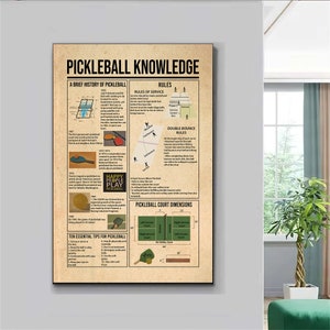 Pickleball Knowledge Poster, Pickleball Lover Gift, Pickleball Wall Art, Pickleball Player Home Decor, Sport Lover Gift, Vintage Gift