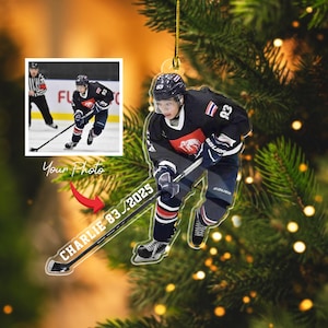 Personalized Hockey Christmas Ornament, Custom Sport Player Ornament, Kids Christmas Gift, Hockey Player Gift, Hockey Team, Christmas Decor