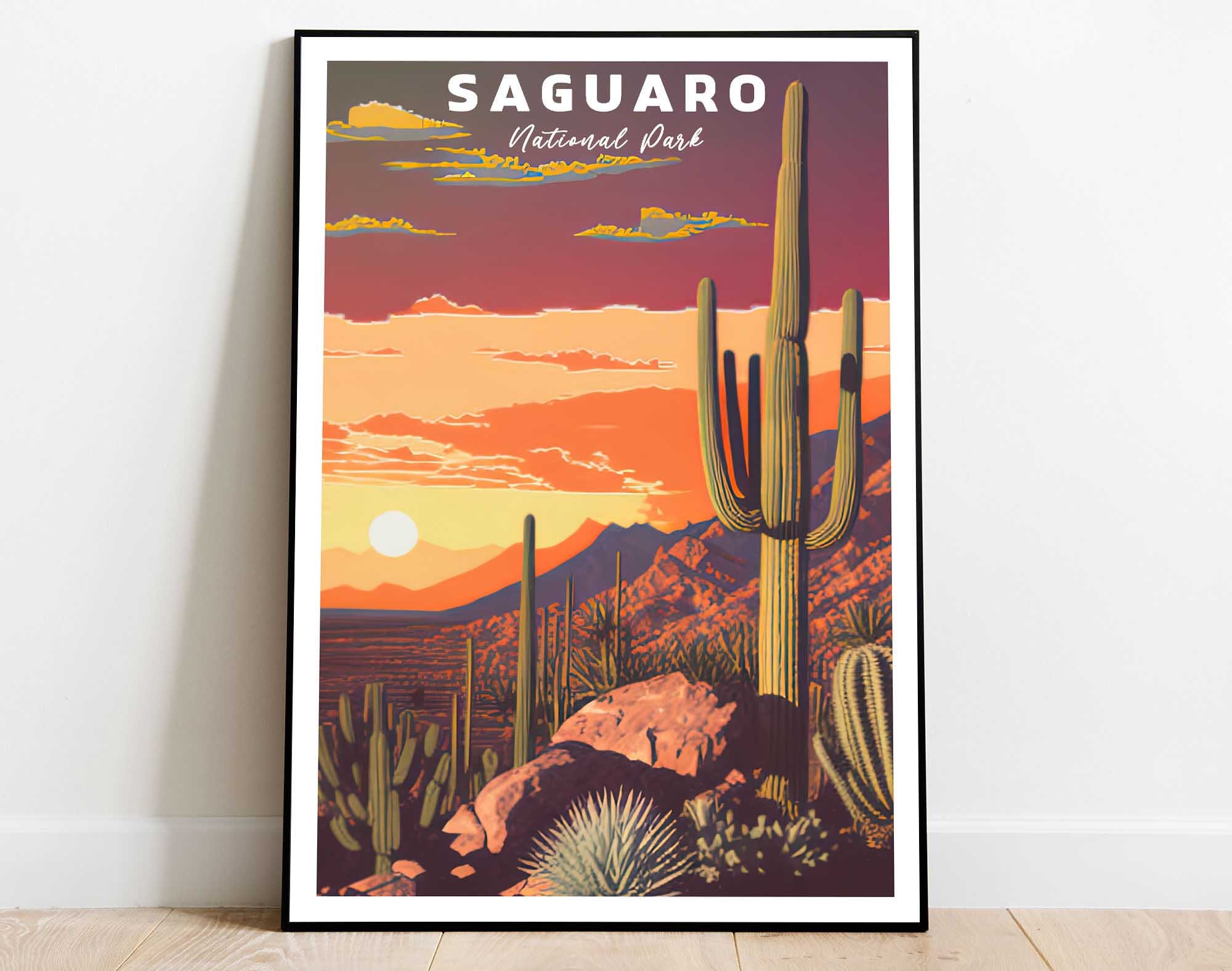 Saguaro National Park Poster Arizona Poster Saguaro Cactus Etsy