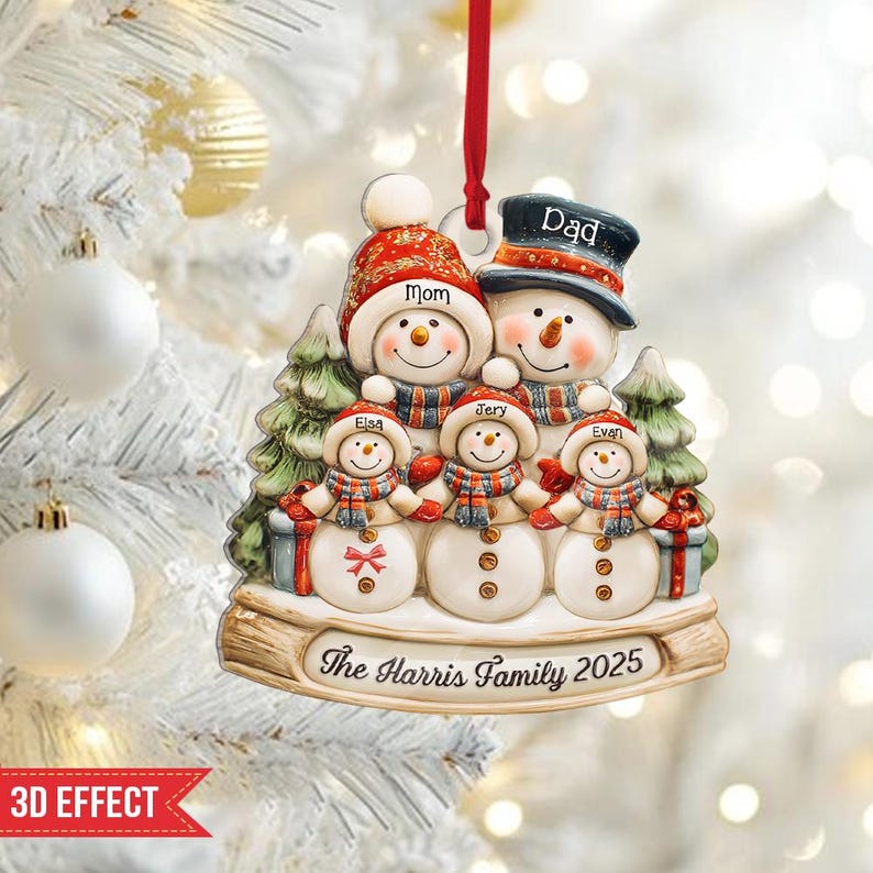 Personalized Snowman Family Ornament, Custom Family Christmas Ornament ...