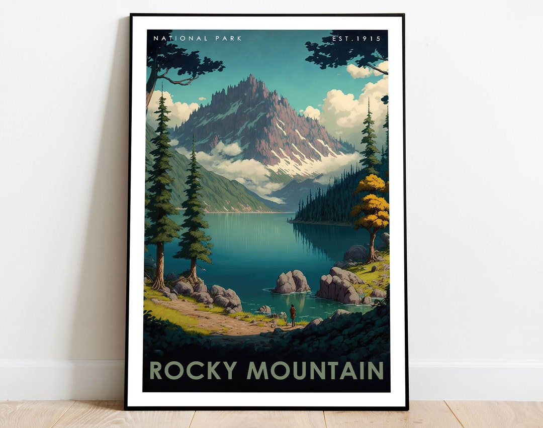 Rocky Mountain National Park Poster, Colorado Art, US National Parks Poster, Travel Poster