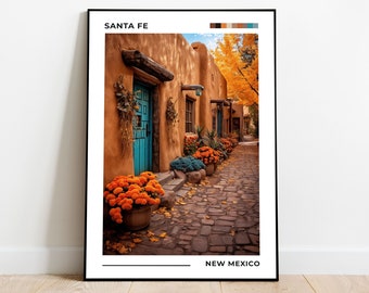 Santa Fe Poster, New Mexico Poster, US Cityscape Poster, NM Poster, Santa Fe Wall Decor, New Mexico Wall Art, New Mexico Travel Poster
