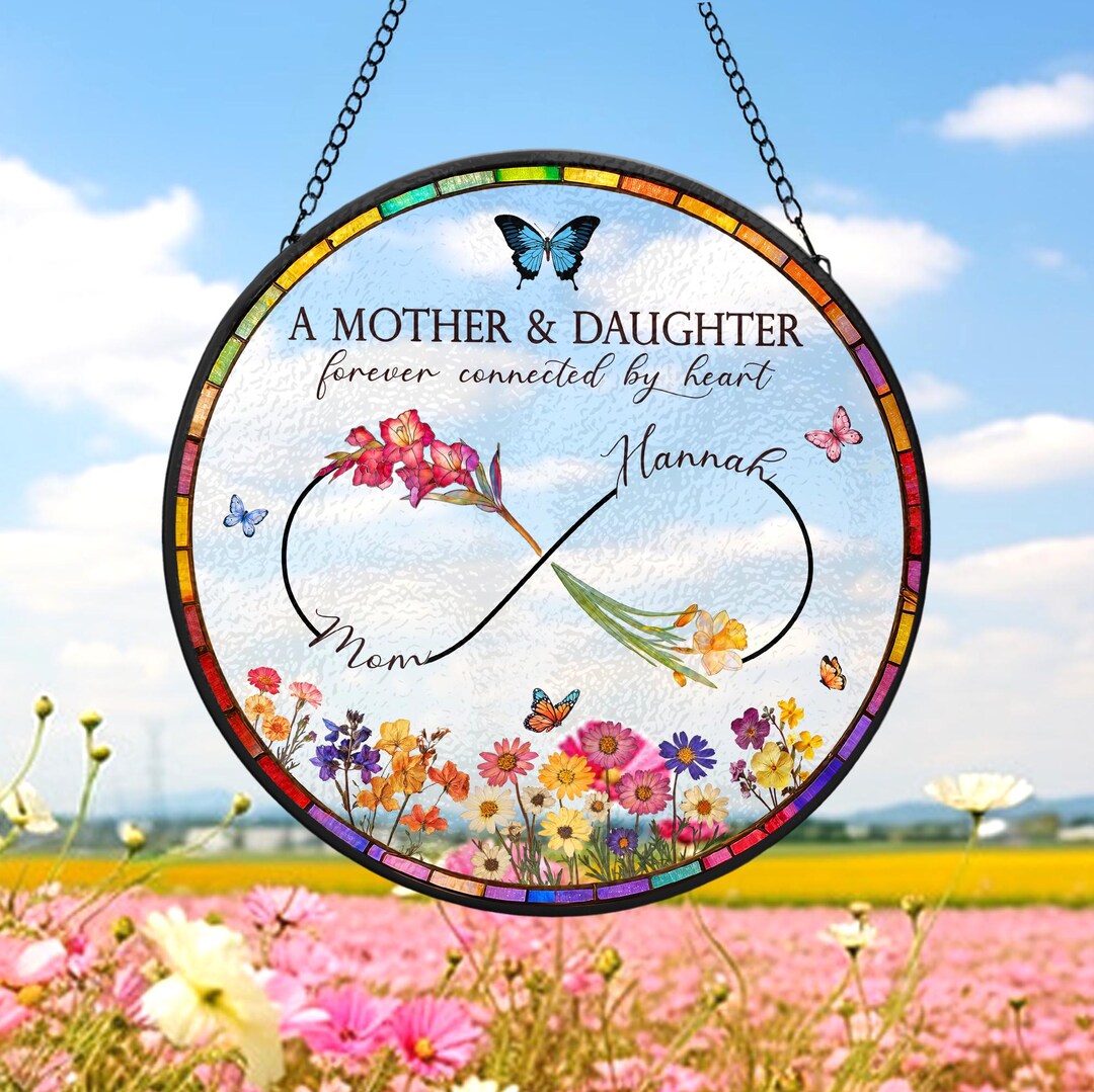 Custom Mother Daughter Glass Suncatcher, Custom Mom Daughter Gift ...