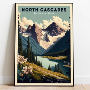 North Cascades National Park Poster, US National Park Poster, Washington Poster, Travel Poster, Nature Lover Art, Landscape Poster