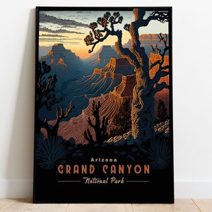 Grand Canyon National Park From The South Rim At Dawn Poster, Arizona Art, US National Parks Poster, Travel Poster, Adventure Wall Art