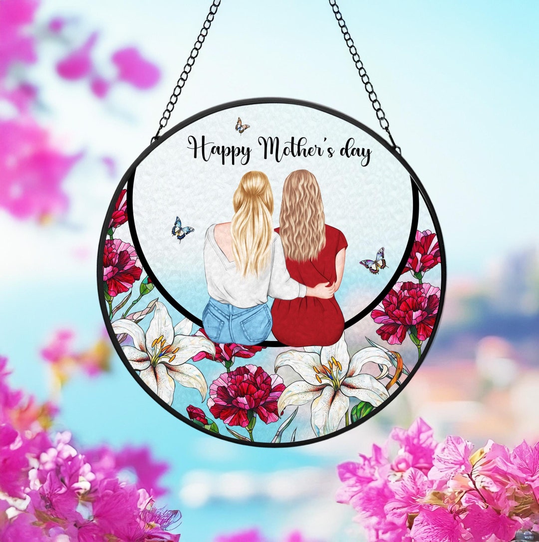 Personalized Mom Daughter Glass Suncatcher, Gift for Mom, Custom Mom ...