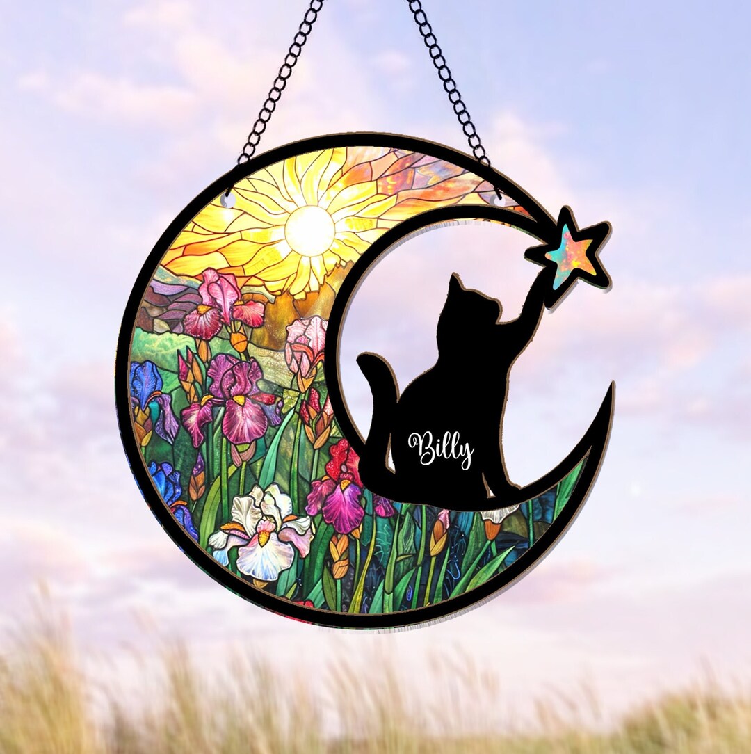 Personalized Pet Memorial Suncatcher, Custom Cat Loss Gift, Custom Cat ...