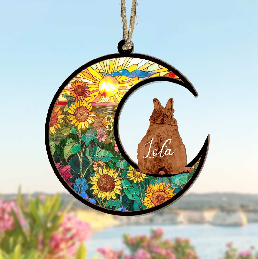 Personalized Bunny Memorial Suncatcher, Custom Rabbit Memorial Gift ...