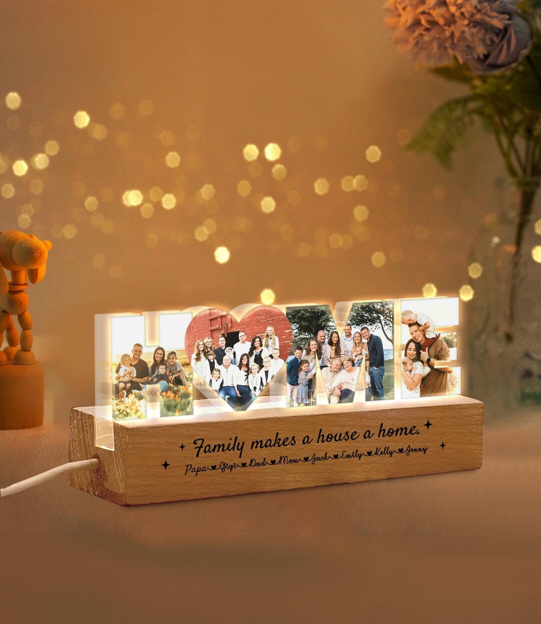 Personalized Family Photo Collage Night Light, Family Photo Gift ...