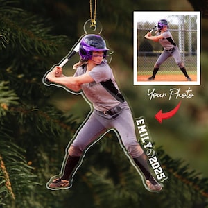 Décoration de Noël personnalisée pour joueur de softball, décoration de Noël personnalisée pour joueur de sport, cadeau de Noël pour enfants, cadeau pour une équipe de softball, cadeau pour joueur de softball
