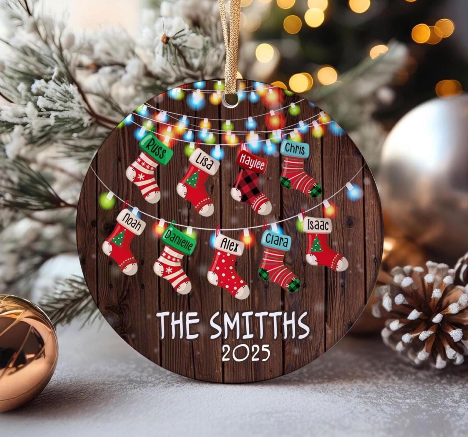 Personalized Family Stocking Christmas Ornament, Family Members Name Ornament, Up To 12 Stockings, Family Christmas Gift, Christmas Decor