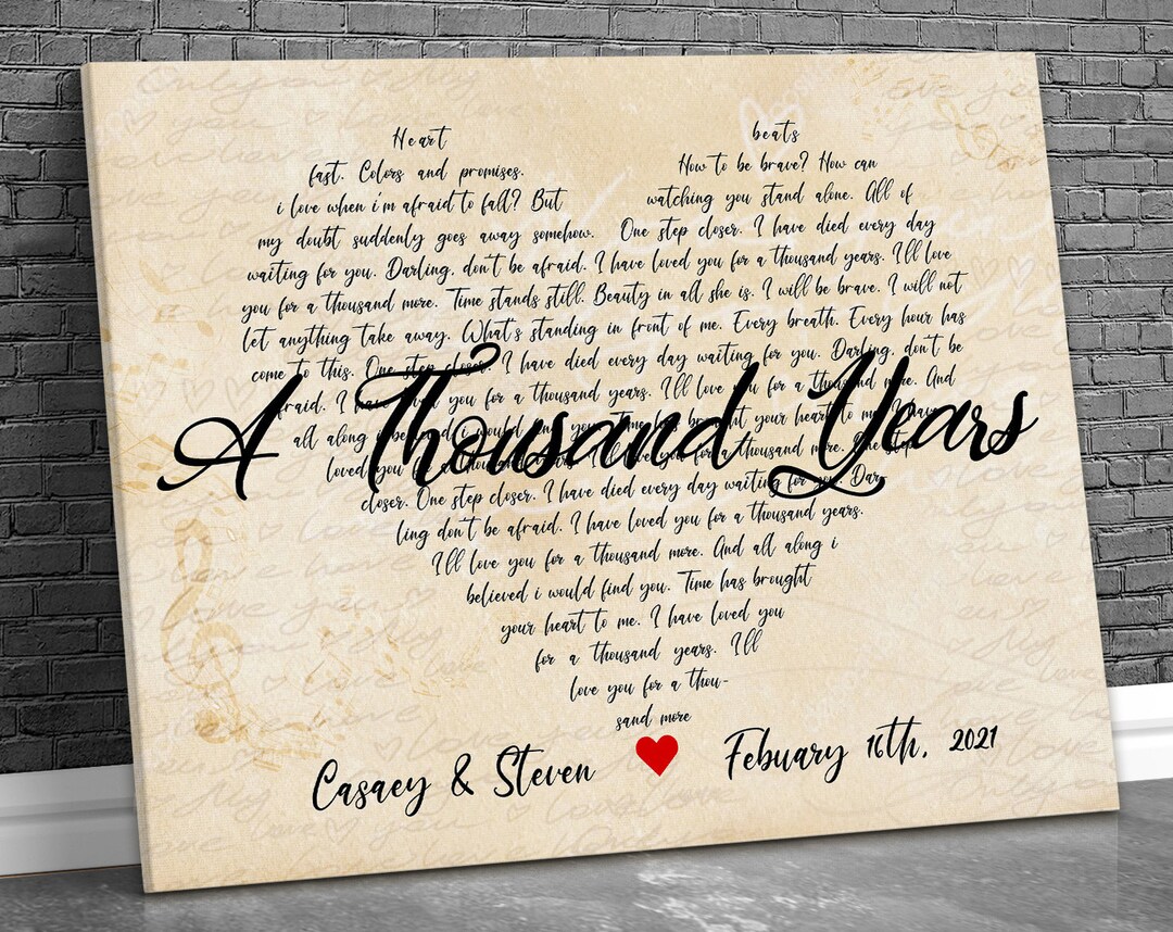 Wedding Song Lyrics Canvas Wall Art, Personalized 1st Anniversary Gifts Canvas, Custom First