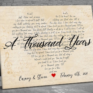 Wedding Song Lyrics Canvas Wall Art, Personalized 1st Anniversary Gifts Canvas, Custom First Dance Lyrics, Wedding Gift, Gift For Her