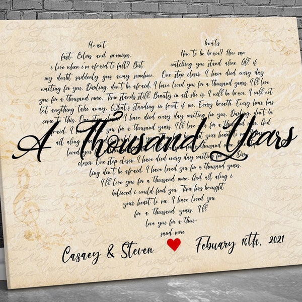 Wedding Song Lyrics Canvas Wall Art, Personalized 1st Anniversary Gifts Canvas, Custom First Dance Lyrics, Wedding Gift, Gift For Her