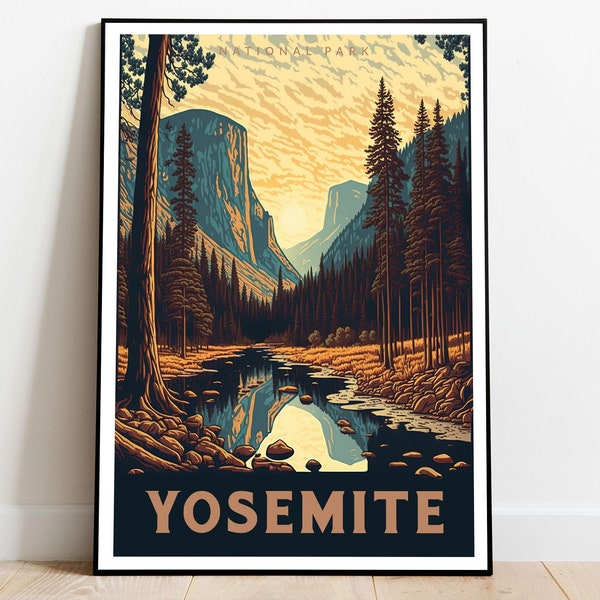 Yosemite National Park Poster, California Wall Art, US National Parks Poster, Travel Poster, Adventure Poster, Hiking Art, Landscape Art