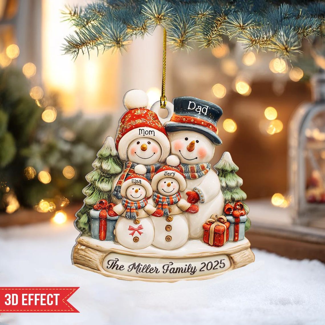 Personalized Snowman Family Ornament, Custom Family Christmas Ornament ...