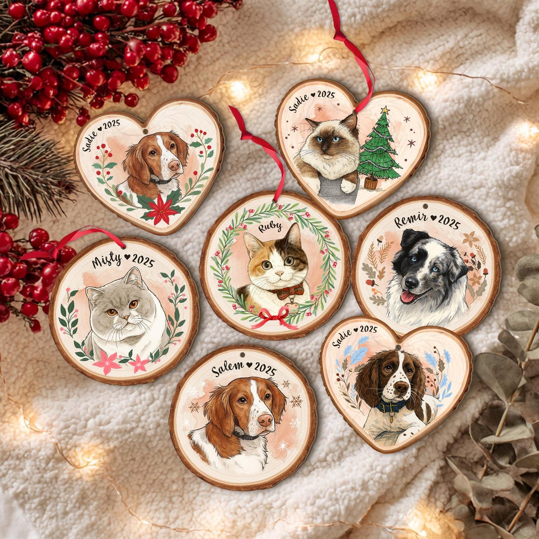 Personalized Pet Portrait From Photo Ornament, Dog Christmas Ornament ...