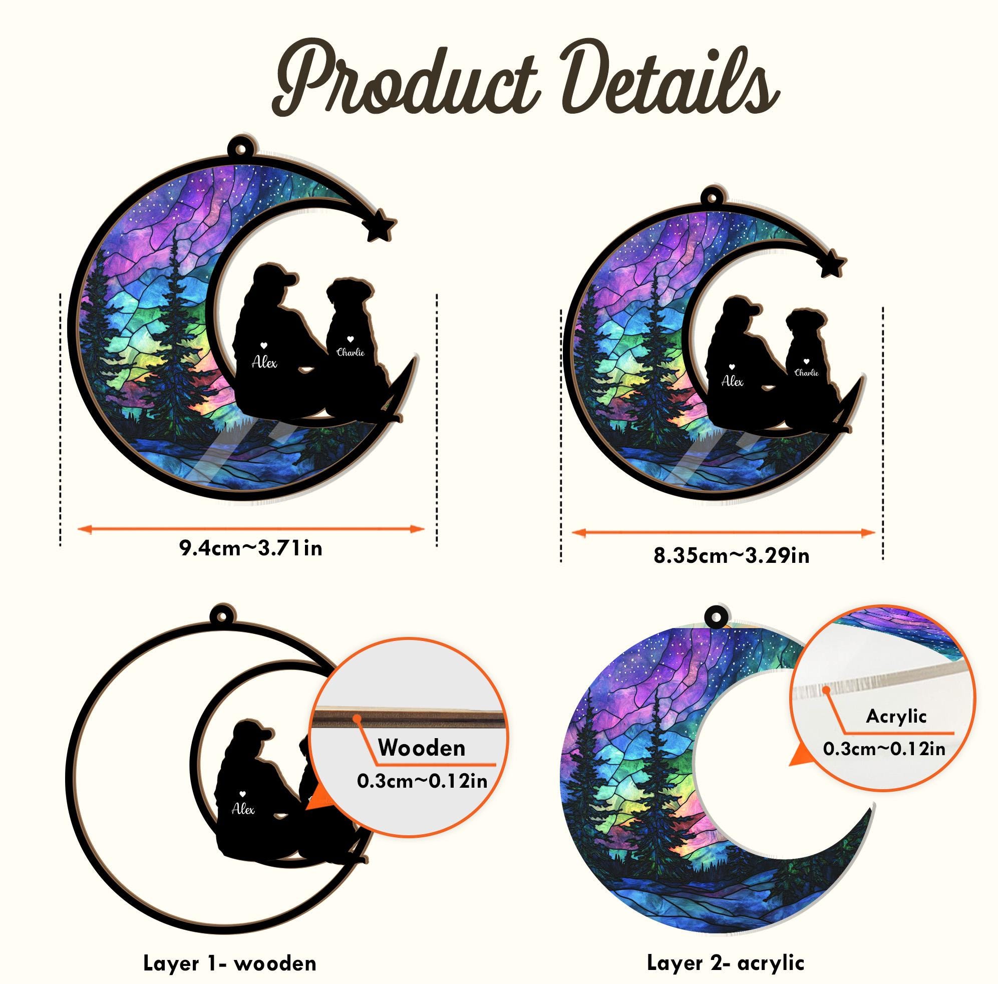 Pet Lovers Personalized Window Hanging Suncatcher - Always On Our Mind,  Forever In Window Hanging Suncatchers