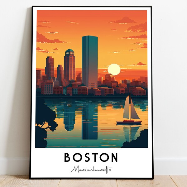 John Hancock Tower Poster, Boston Poster, Massachusetts Poster, US Cityscape Poster, MA Poster, Massachusetts Travel Art, Massachusetts Gift