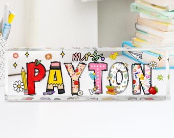 Custom Teacher Plaque Gift, Teacher Desk Name Plate, Teacher Appreciation Gift, Back to School Gift, Gift For Teacher, Classroom Decor