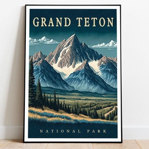 Grand Teton National Park Poster, Wyoming Art, Teton Range Poster, USA National Parks Poster, Travel Poster, Adventure Art, Landscape Art