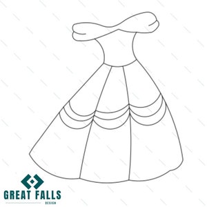 Princess Dress SVG File | Cut File | Vector Graphics | Clip Art | CNC File