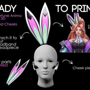 Miss Fortune Battle Bunny Anima Squad Ears 3D Model - League of Legends