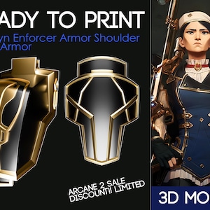Caitlyn Enforcer from Arcane Season 2 Shoulder Armor Paldroun 3D Model for Printing