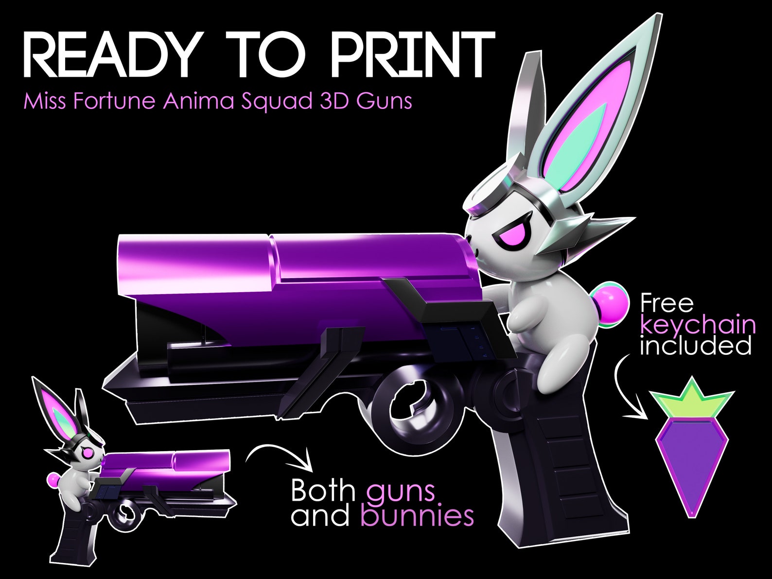 Miss Fortune Battle Bunny Anima Squad Guns 3D Model League of Legends