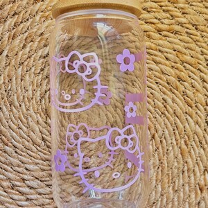 Kawaii Kitty Tumblr Cup | Glass cup with lid and straw | Coffee cup | Aesthetic Tumblr Cup