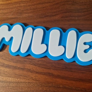 Personalized Bluey Inspired Name Sign: 3D Printed Door Plaque
