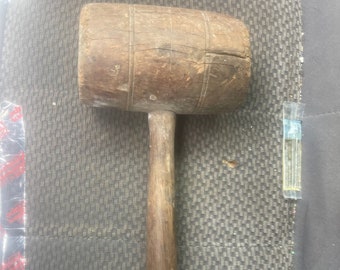 Vintage Wood Ship Mallet Hammer 6x13 inches