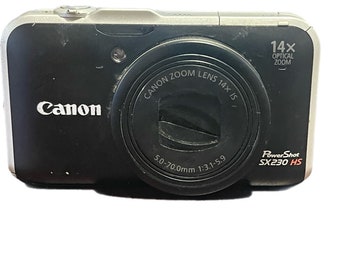 Canon Black PowerShot SX230 HS 14X Optial Zoom 12.1 MP PC1587 GPS Digital Camera