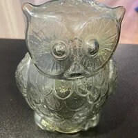 Vintage Clear Glass Owl Paperweight Figurine