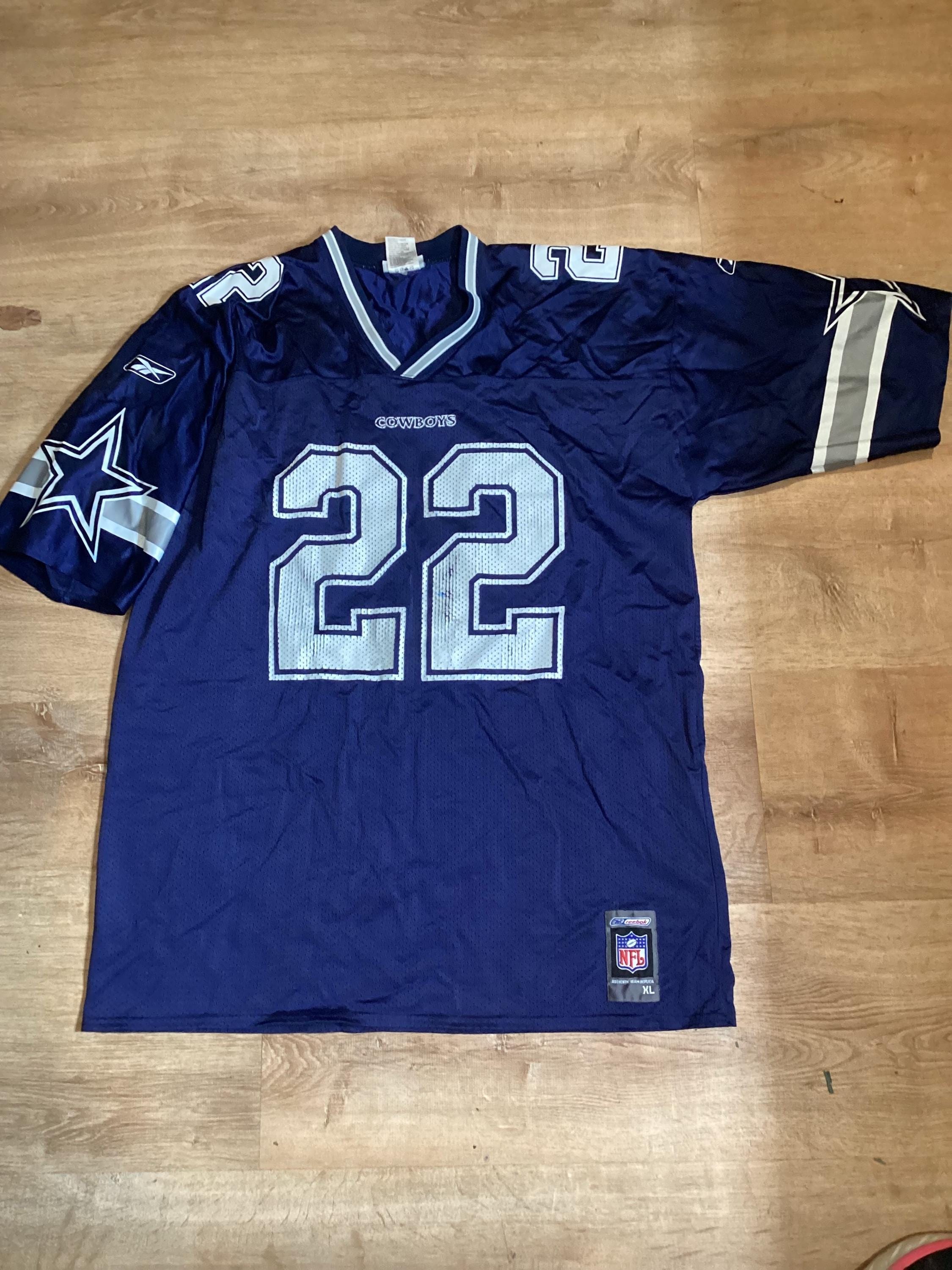 Reebok Men's Blue White NFL Dallas Cowboys Emmitt Smith #22 Jersey