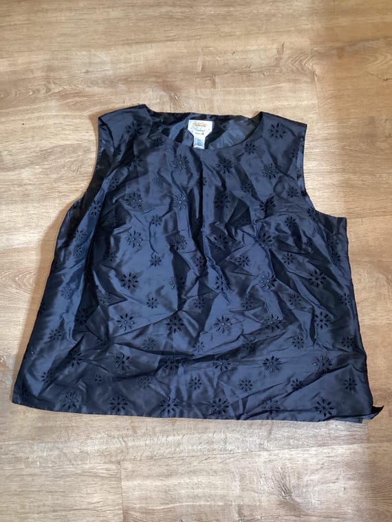 Talbots Woman Pure Silk Cut-Out Floral Flower Design Blouse Size 20W