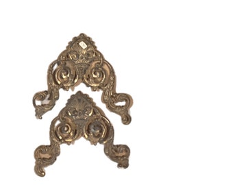 Vintage 4 Brass Ornate Metal Furniture Hardware 6 in. x 6 in.