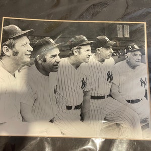 New York Yankees Photo Card 14"x11 Mantle, Berra, Ford, DiMaggio, Stengel 8/8/70