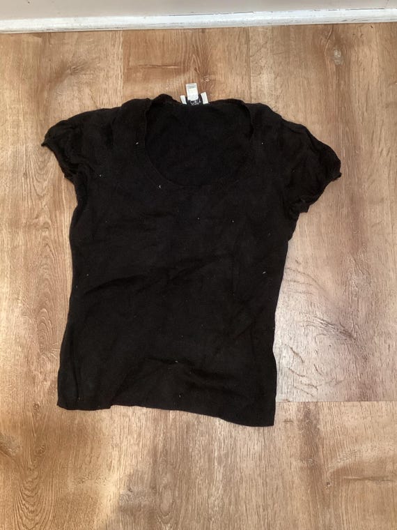 Blusa tipo camisa negra con mangas cortas para mujer de Ann Taylor