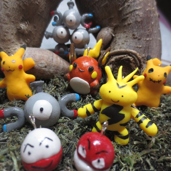 Pikachu, Raichu, Magnemite,Magneton, Electabuzz, Voltorb, Electrode Pokemon charms