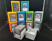 mtg commander card size Amazon.com: ZLCA Card Deck Box for Trading Cards, MTG Commander Deck Box  Holds 120+ Single Sleeved Cards, Leather Magnetic Card Storage Box Fits for  TCG CCG Magic Cards (Black& Red) : Toys main image 1