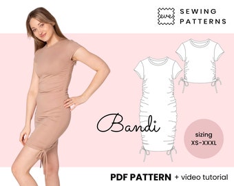 Drawstring dress and top 2 in 1 Sewing Pattern | Sizes EU 34-46 US 4-16 | PDF, Instant Download | Bandi